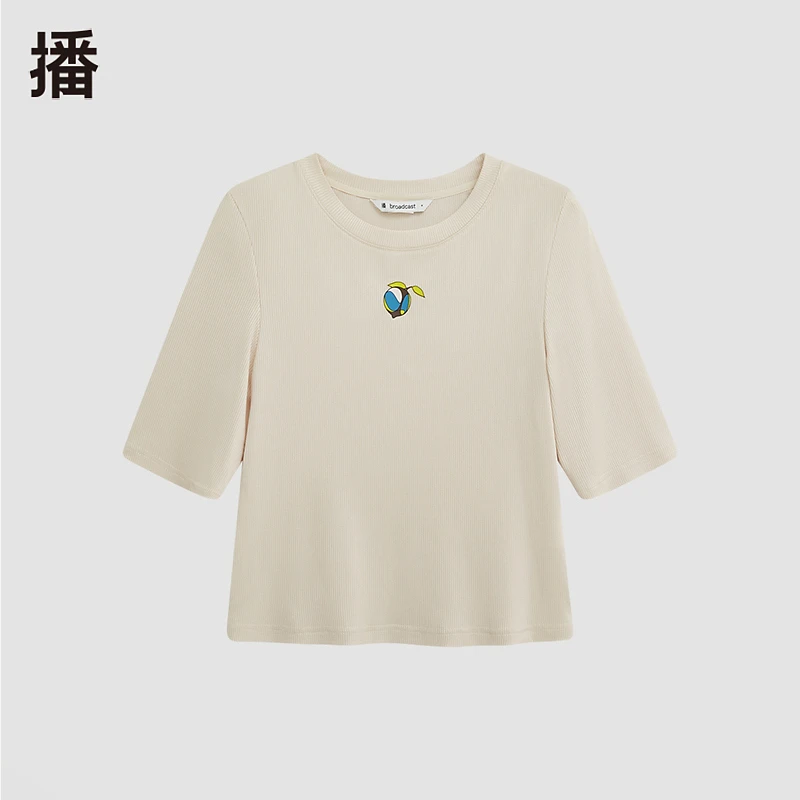 【达人专属现货】播秋季文艺休闲印花圆领百搭打底T恤BDQ8YD1892