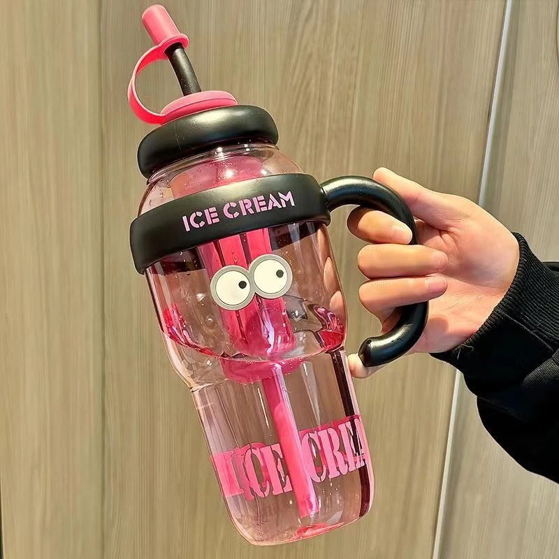 巨无霸冰霸杯简约高颜值大容量水杯茶漏花茶夏凉便携式把手吸管杯