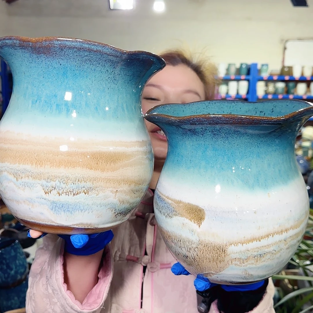 紫砂花盆高20口20