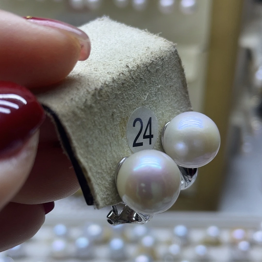 淡水珍珠耳饰银S925镶嵌