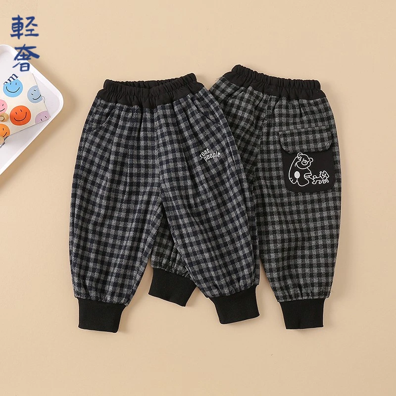 轻奢男童裤子春秋款新款儿童洋派休闲长裤宝宝秋季时髦格子裤潮