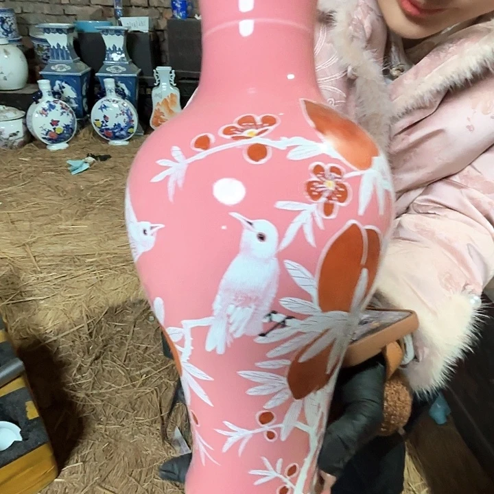 摆件陶景德镇高温老厂瓷花瓶