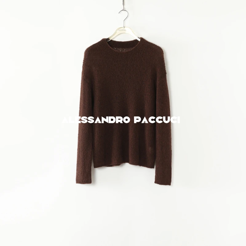 AP洛哥44298ST/-1【安静】羊绒+桑蚕丝圆领镂空纯色时尚百搭套头衫