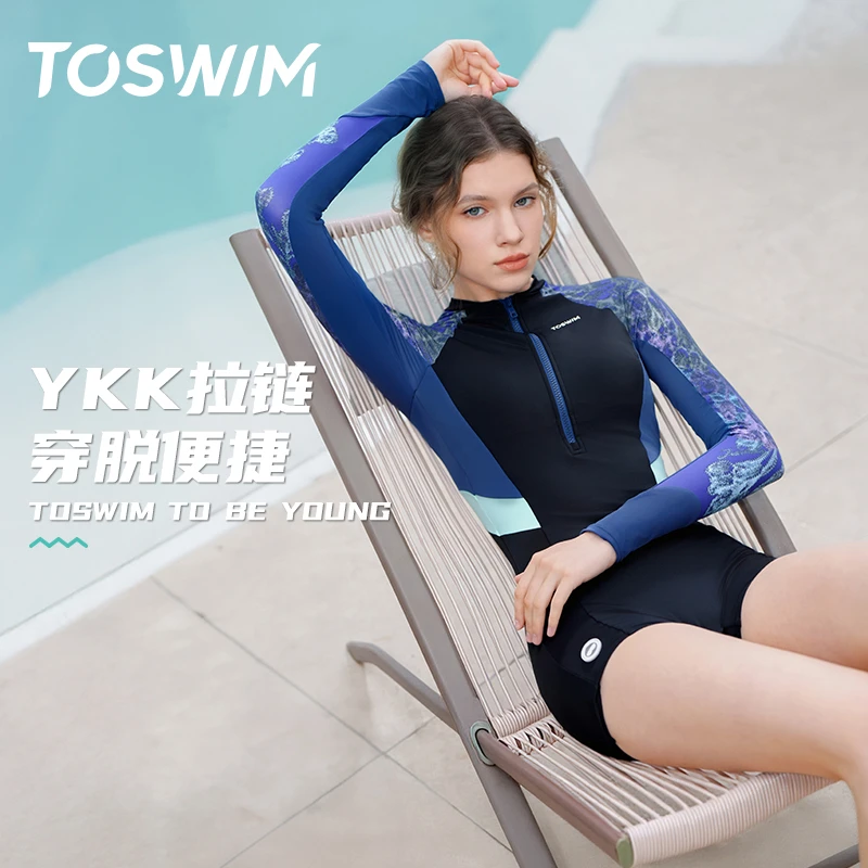 TOSWIM大码女款显瘦运动健身度假女士冲浪潜水秋冬冬季连体泳装