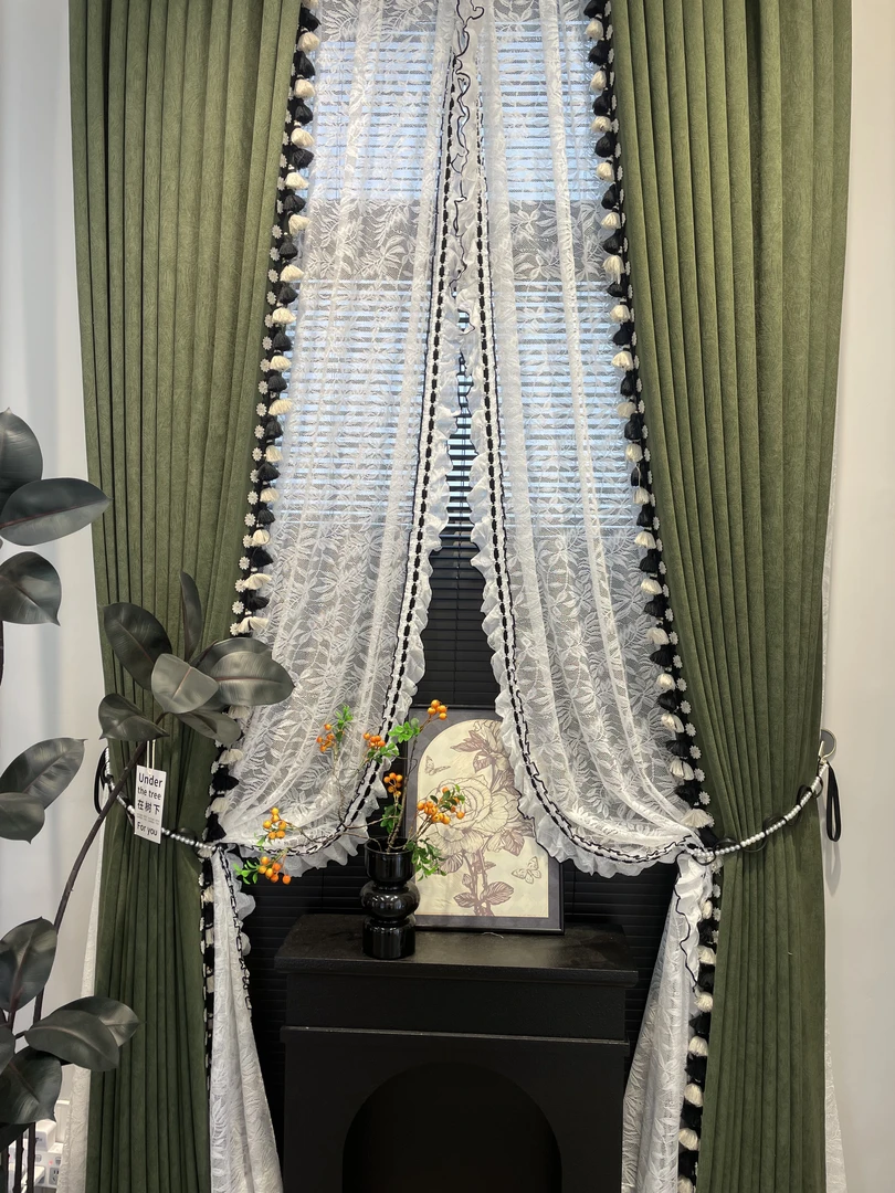 s窗帘法式复古绿野仙踪雪尼尔窗帘北欧遮光丝客厅别墅卧室定制