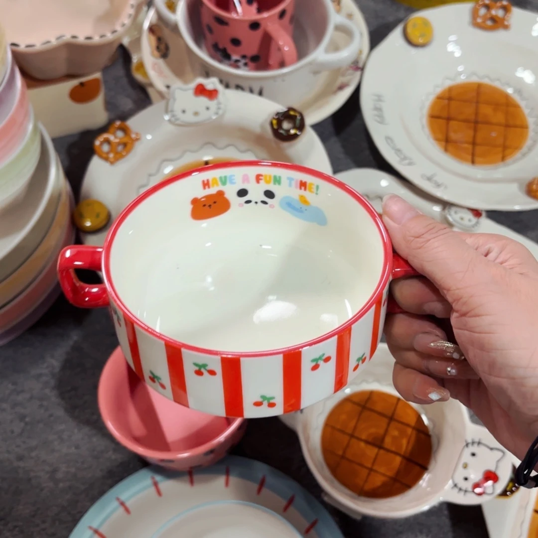 陶瓷摩登樱桃五寸双耳碗