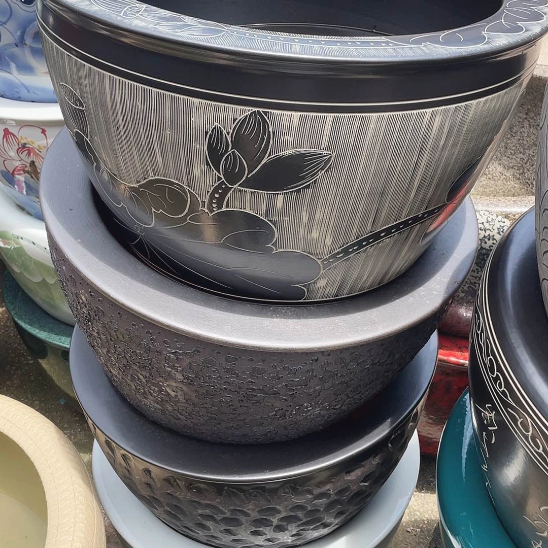 缸雕刻黑荷73瓷瓷瓷