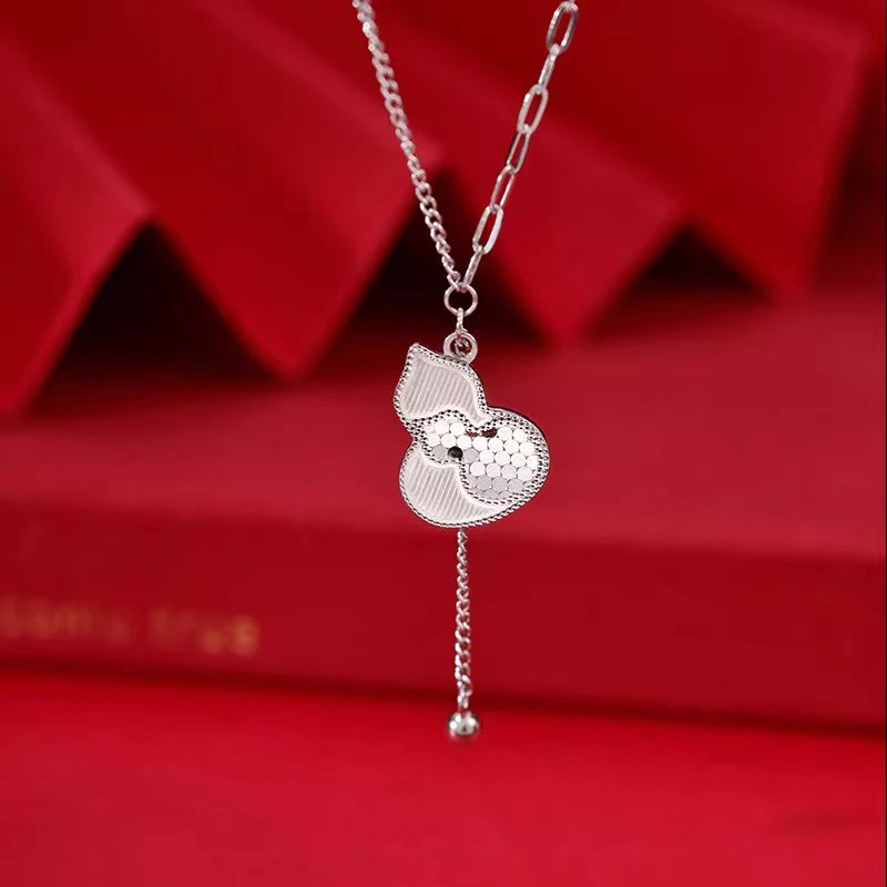 坠链均足银 纯银999.9 碎冰冰CNC工艺精品银饰项链5G系列葫芦套链