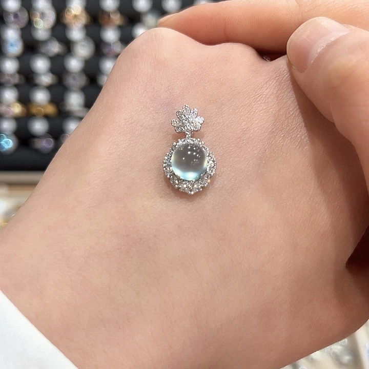 蛇纹石玉饰品银S925镶嵌J*.