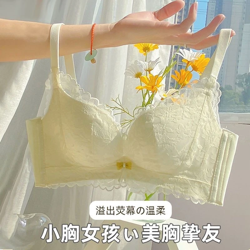 大胸显小收副乳秋季薄款聚拢文胸上托法式