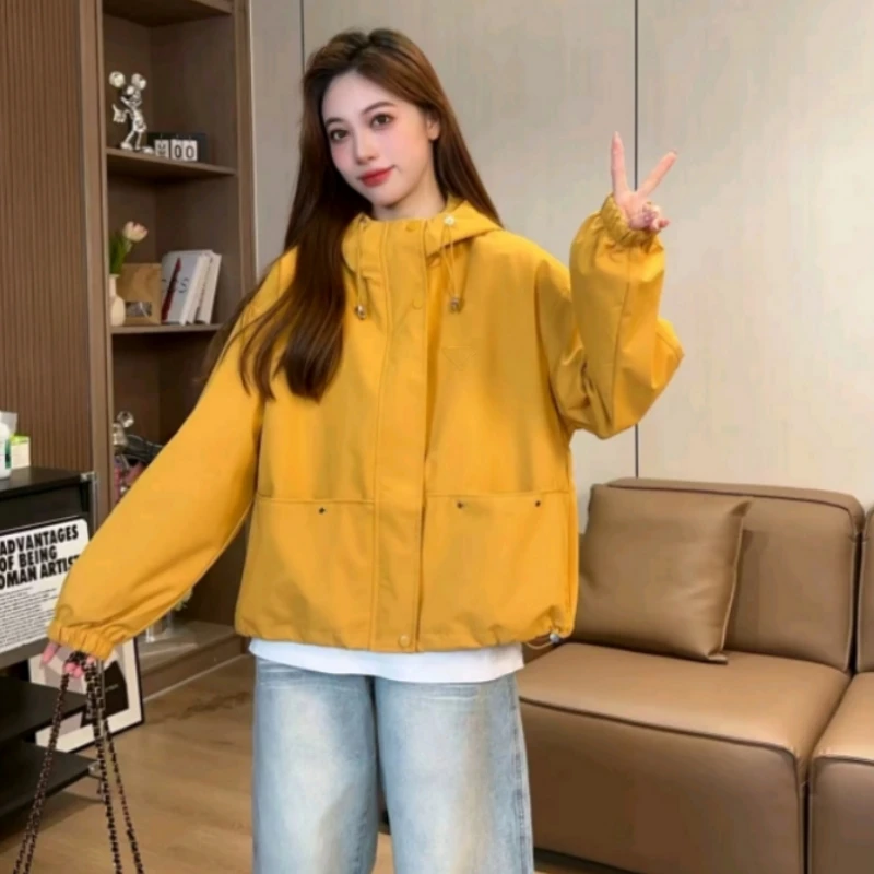 连帽冲锋衣外套女2025春秋季新款宽松休闲百搭小个子时尚外穿夹克