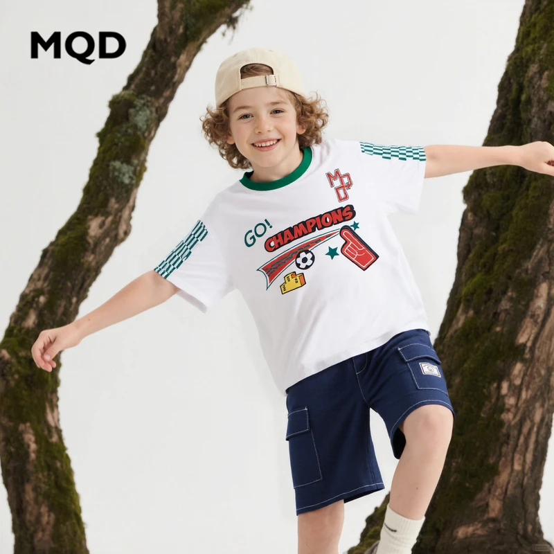 MQD童装25夏季男大童休闲潮酷时尚圆领短袖MM25210311