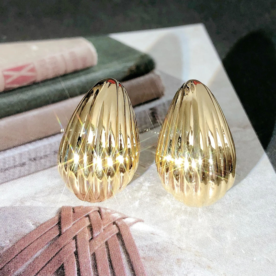 【皇冠轻奢】18k金 | 法式耳环耳饰水滴线条耳钉百搭ins女简约轻奢