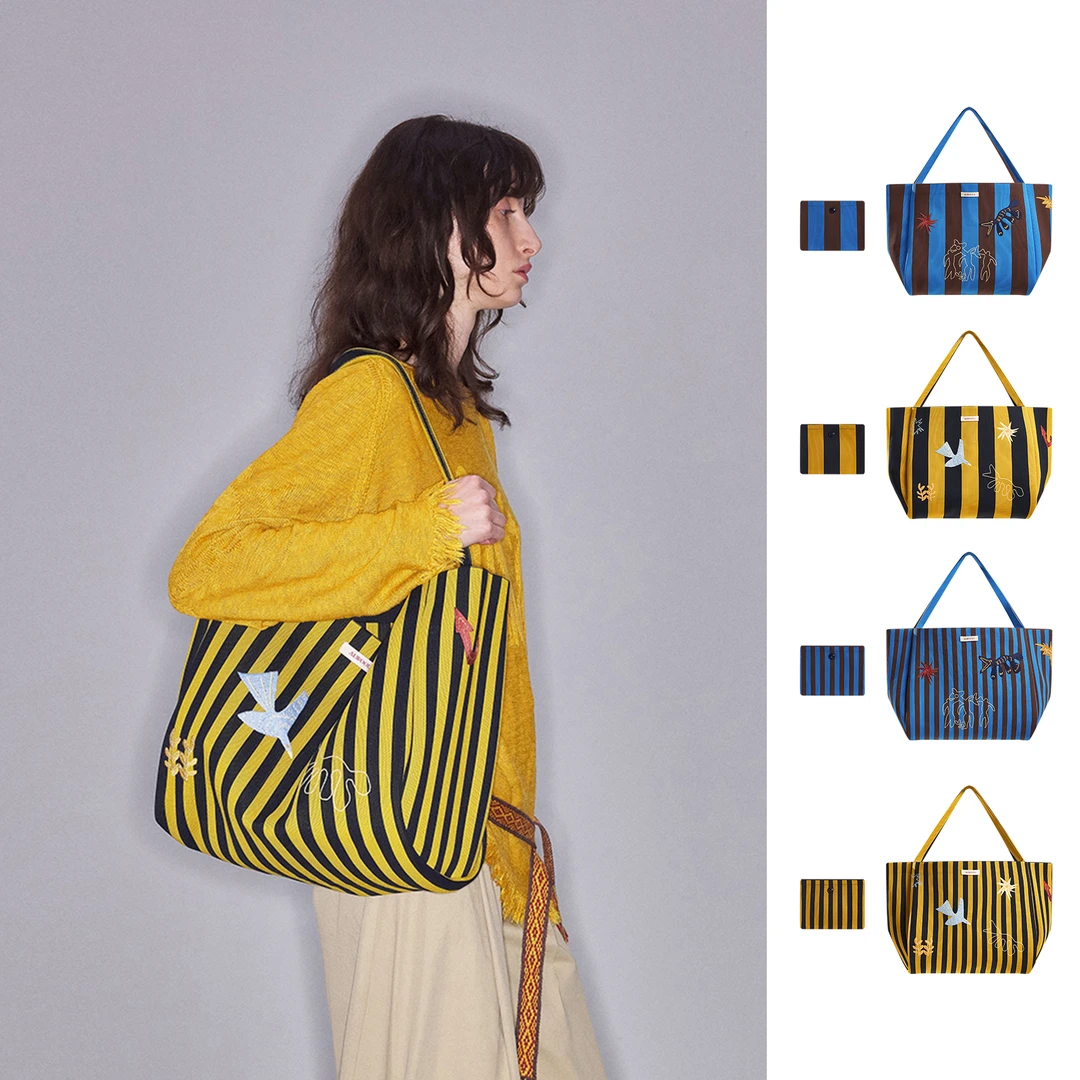 ALWOOLS设计师品牌图腾撞色绣花针织托特包DSC买手店DY5A43006