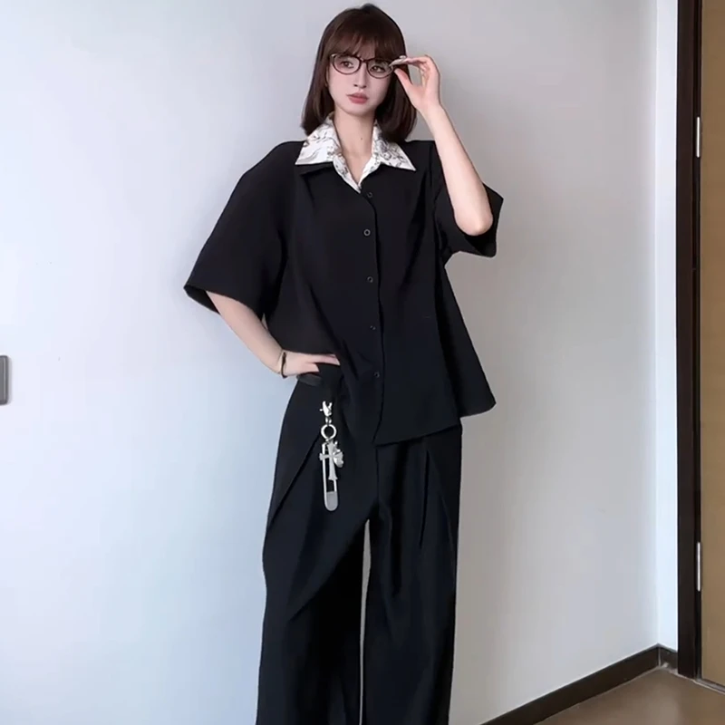 OkayThxBye "亚麻花领"假两件短袖衬衫男款夏季老钱风高级感衬衣