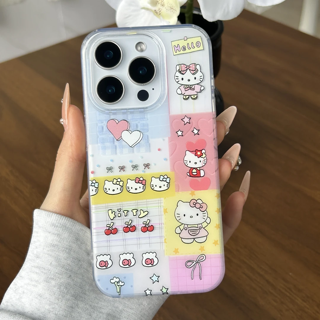 凯蒂猫适用苹果iPhone16pro手机壳15/14镜头膜13/12羽纱11防摔