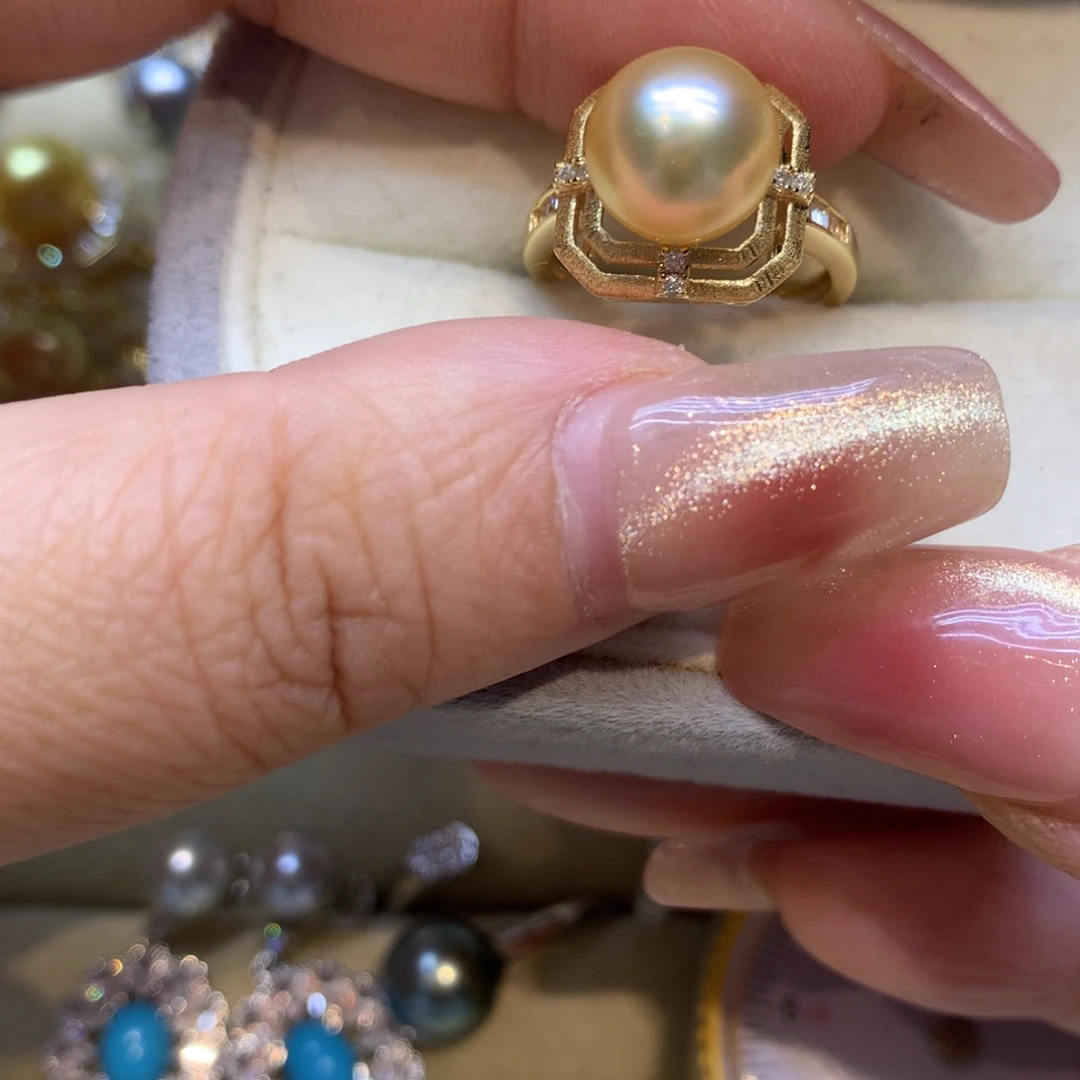 银S925镶嵌戒指海水珍珠