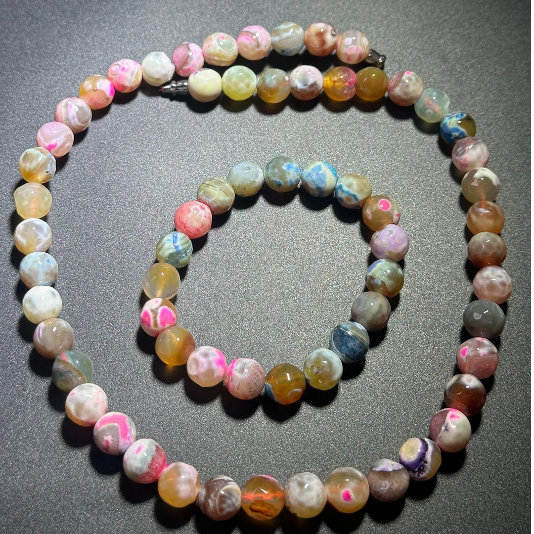 【三弟推荐】七彩盐源圆珠项链手链（多样性发一）-3364