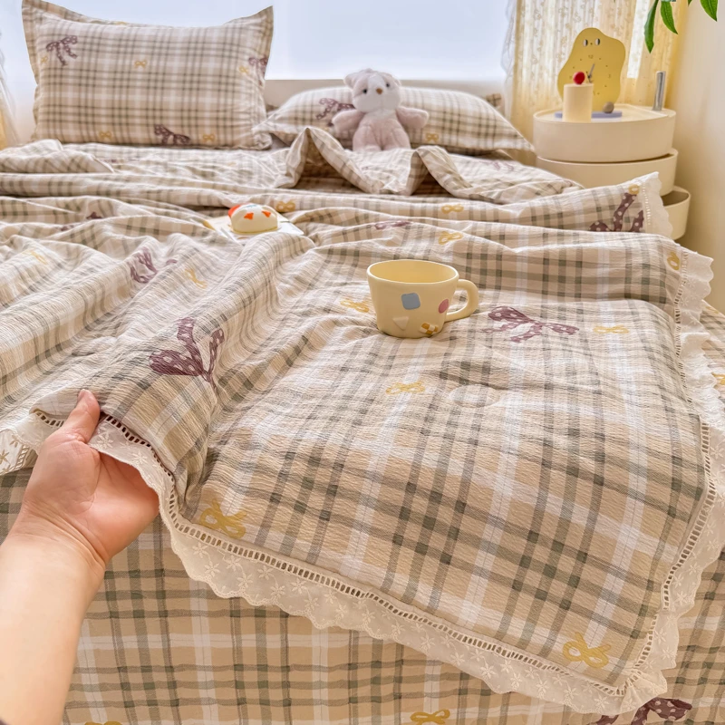 新款夏季款亲肤床盖夏被款四件套夏凉被空调被加厚免打理可机洗