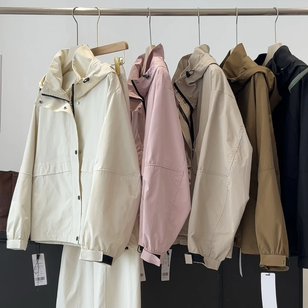 简约休闲！韩系好搭 纯色连帽抽绳外套通勤户外显瘦夹克上衣