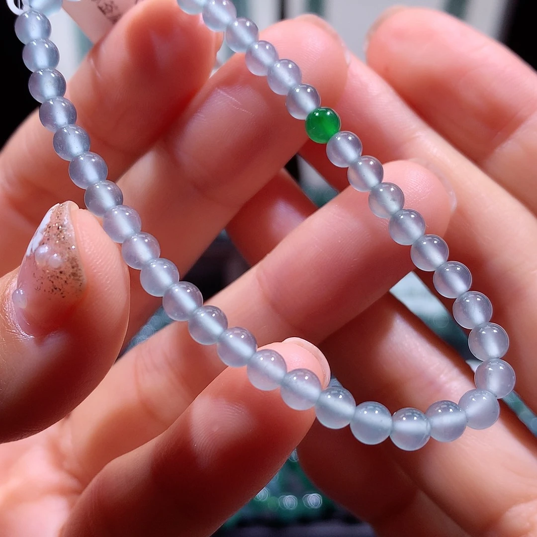 翡翠未镶嵌手链天然a货翡翠手串4+