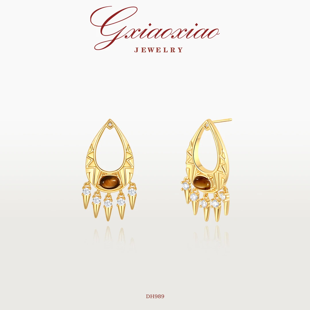 G XIAOXIAO 镀K金 【金眸锐芒】时尚流光气质简约百搭耳环 DH989
