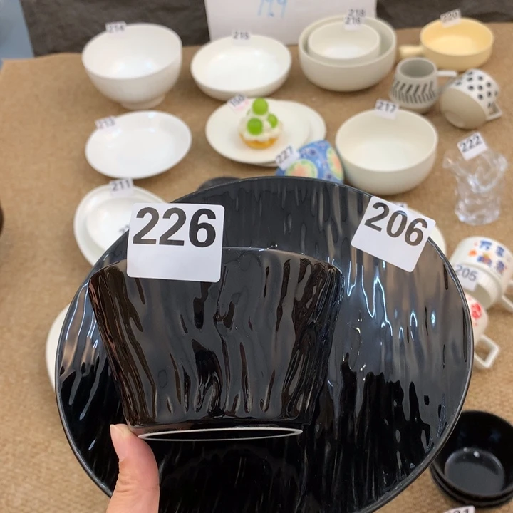 黑色石纹饭碗4个装加石纹深盘黑色二个装