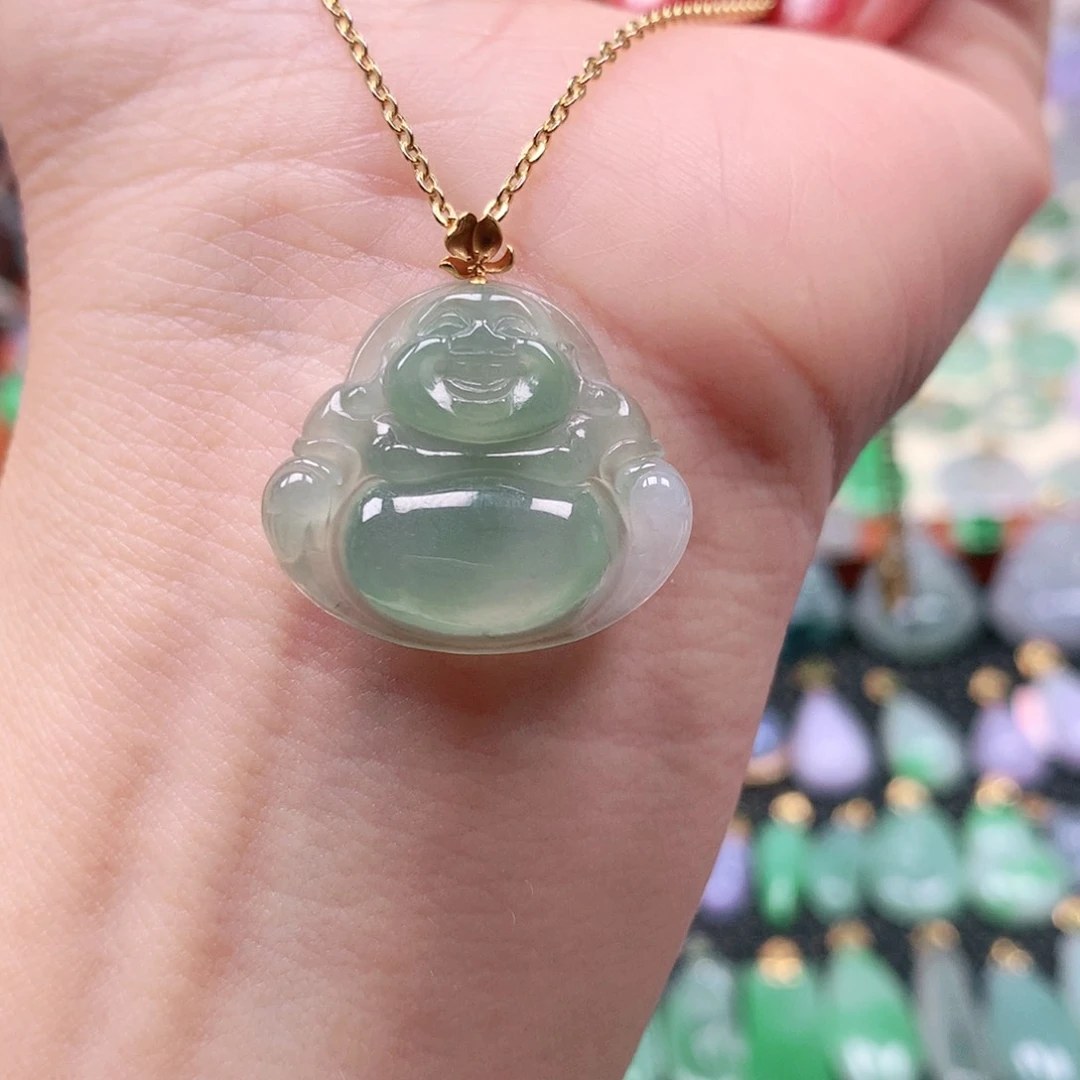 吊坠(不含链)18K金镶嵌翡翠