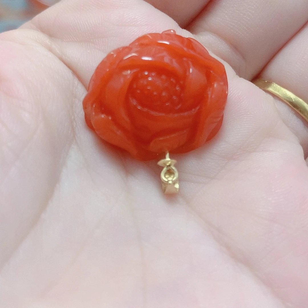 南红玛瑙银S925镶嵌吊坠(不含链)