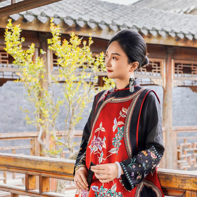 「团影马甲」乐锦坊复古国风手工原创设计百搭日常国潮女装汉服马甲