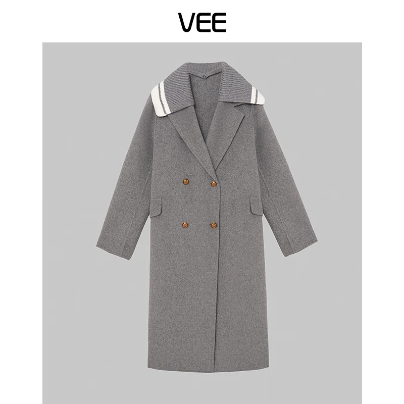 VEE【银杏大道】中长款气质冬季减龄可脱卸翻领全羊毛双面呢大衣