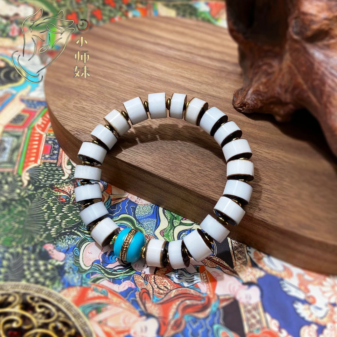 非金属珐琅吊坠 扶摇臻选|黑白药师剁珠手串