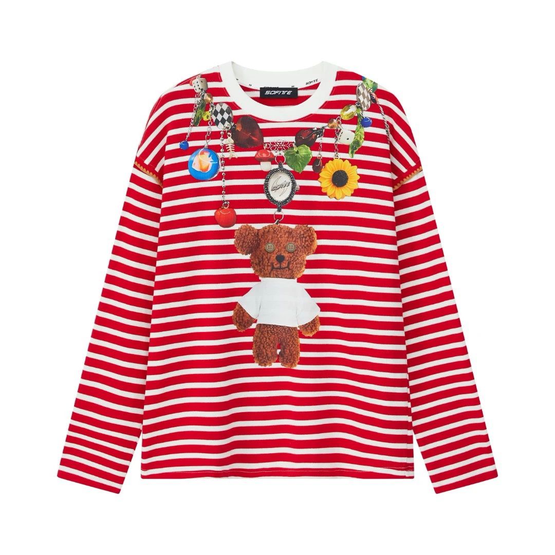 【SOFITTE】25SS 小熊印花撞色长袖T恤