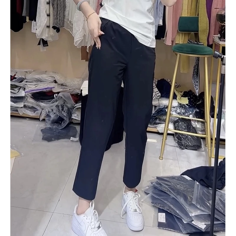 2025夏季薄款速干裤九分弹力烟管裤女款新款时尚百搭直筒休闲裤女