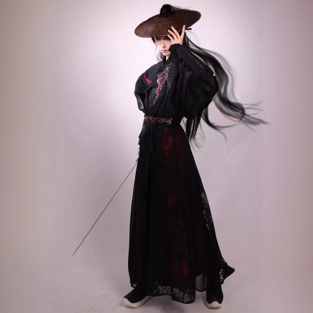 【魅影】羽衣司衣局原创汉服春秋侠客风绣花改良唐褙子交领九破裙