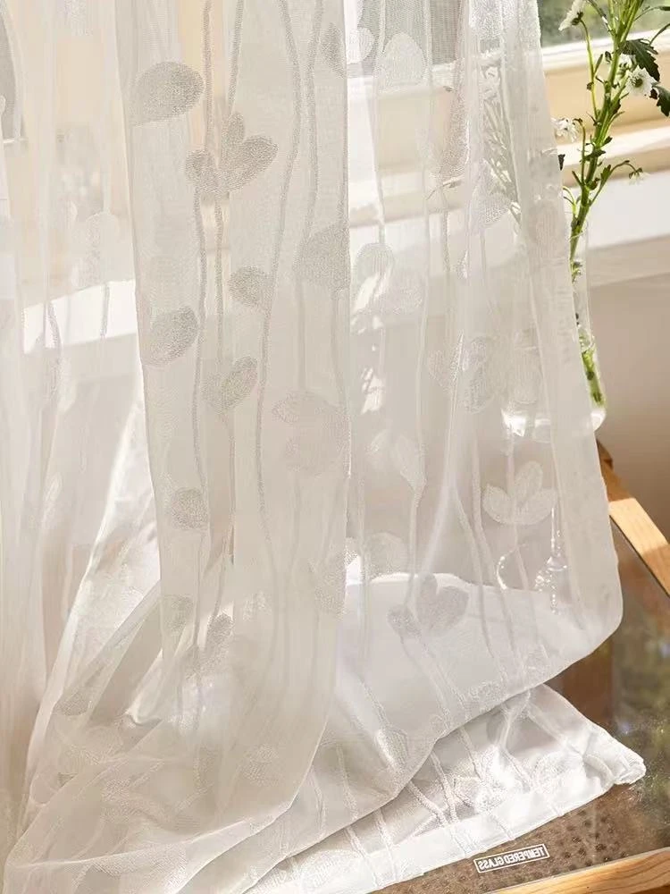 白色幸福树浮雕梦幻 纱帘 （不含挂钩）