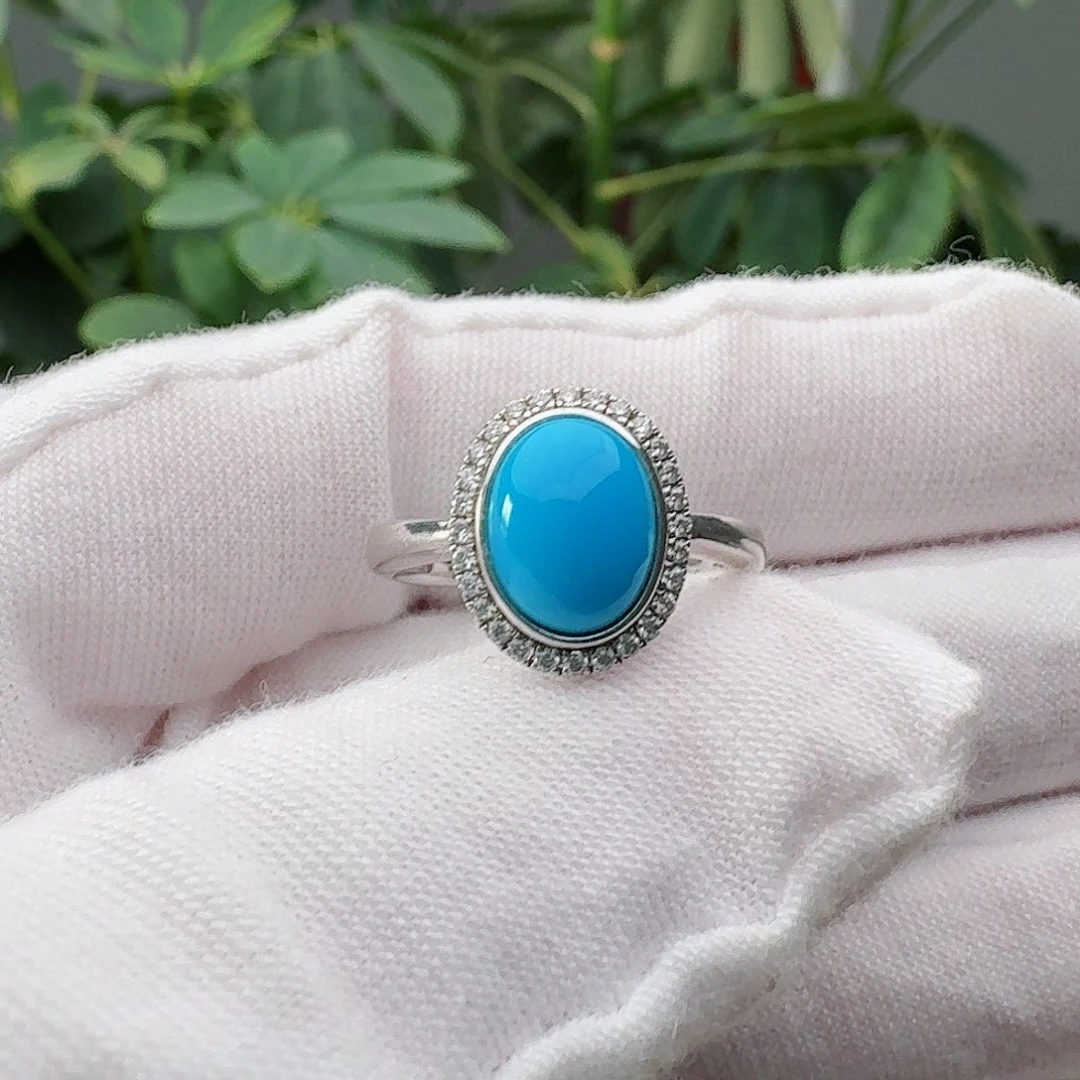 绿松石银S925镶嵌戒指戒指