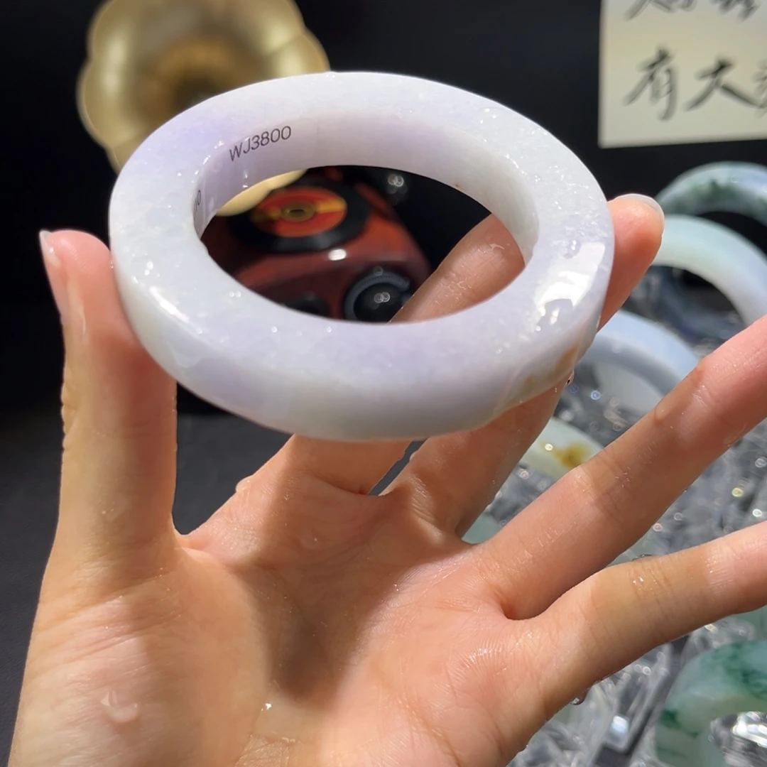 定制翡翠未镶嵌手镯春带彩51-58圈口