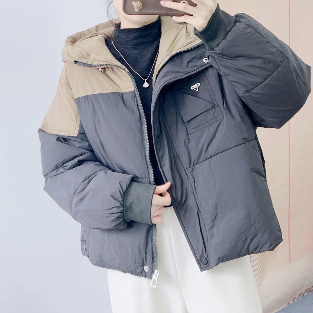 10086秋冬季新品汉派韩版休闲拼接连帽短款棉服外套086/GP