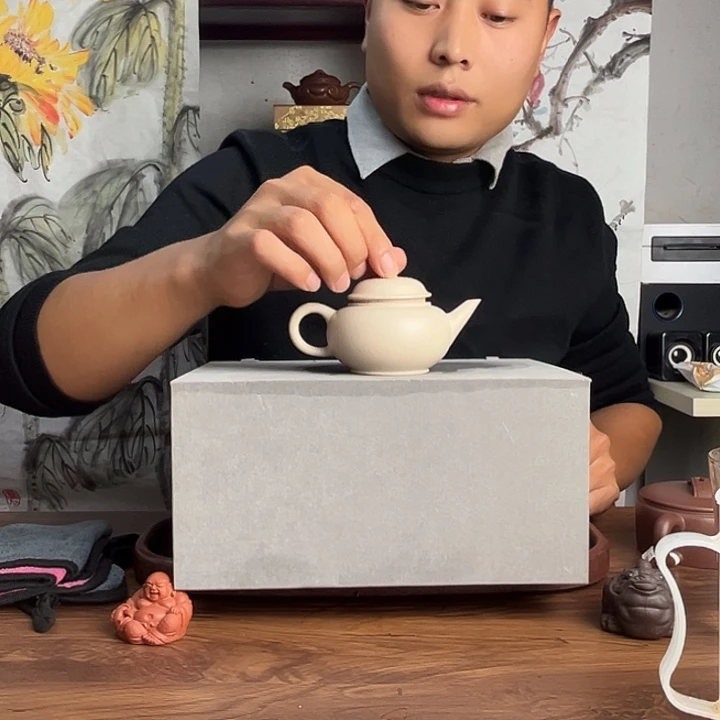 茶壶紫砂白玉段水平壶