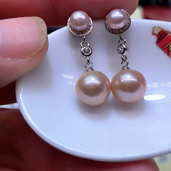 淡水珍珠耳饰银S925镶嵌