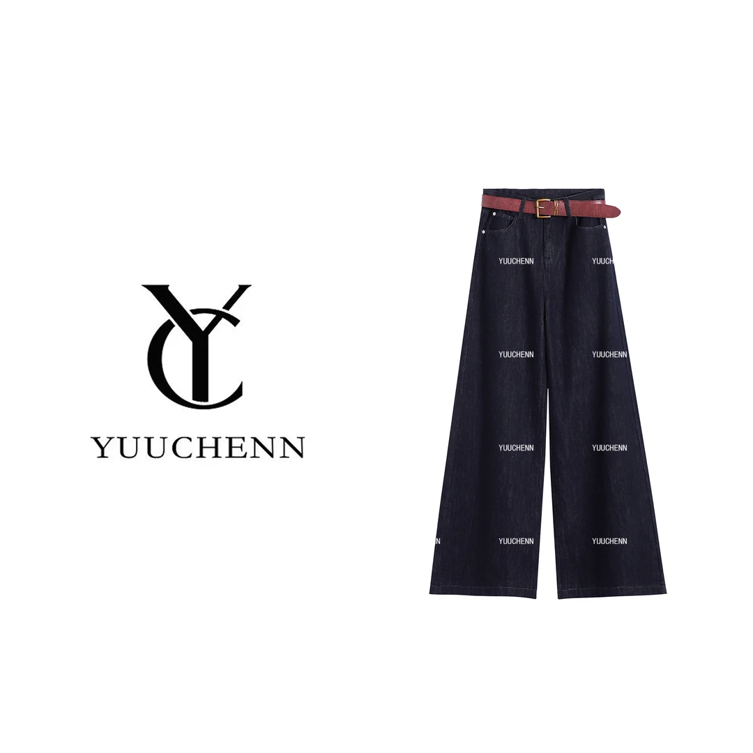 YUUCHENN 复古高腰牛仔裤秋季通勤风显瘦直筒裤JYY-B601