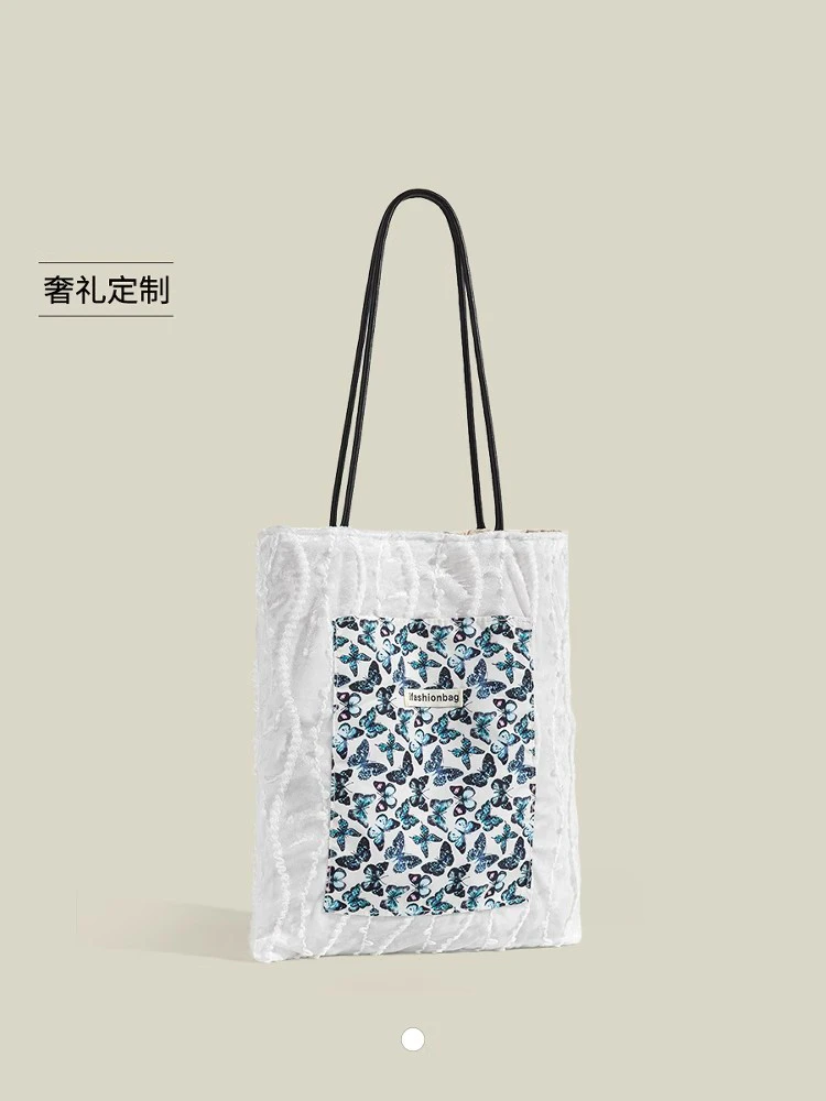 CAPKRI宋茜同款蝴蝶丝绒帆布包女士大容量休闲通勤单肩腋下托特包