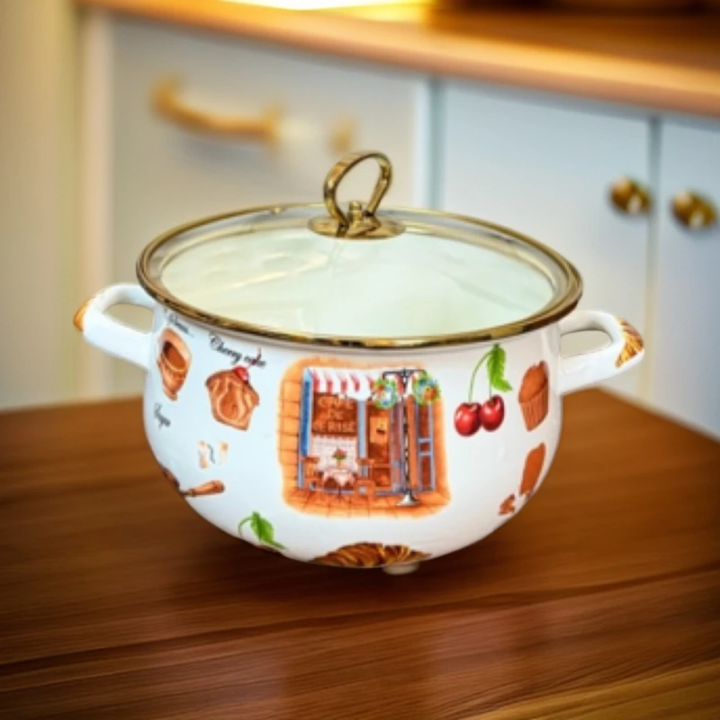 汤锅电磁炉燃气灶电陶炉搪瓷锅22法式风格