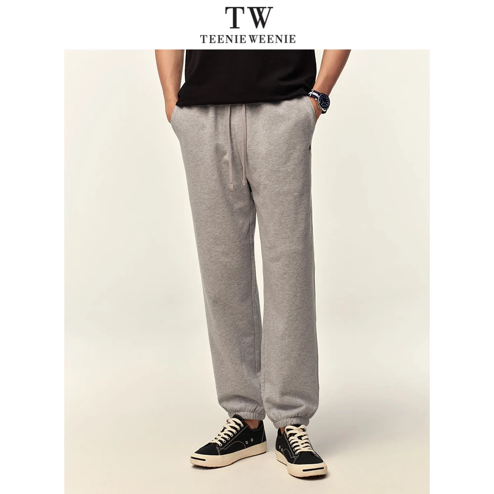 TeenieWeenie小熊男装卫裤2025春新款简约休闲抽绳束脚裤运动长裤