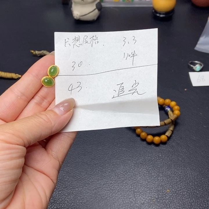 和田玉耳饰银S925镶嵌只***格