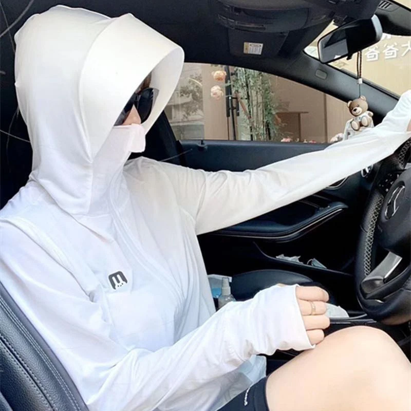 日本2021透气防晒衣防紫外线夏季冰丝女防晒服小兔子新款长袖