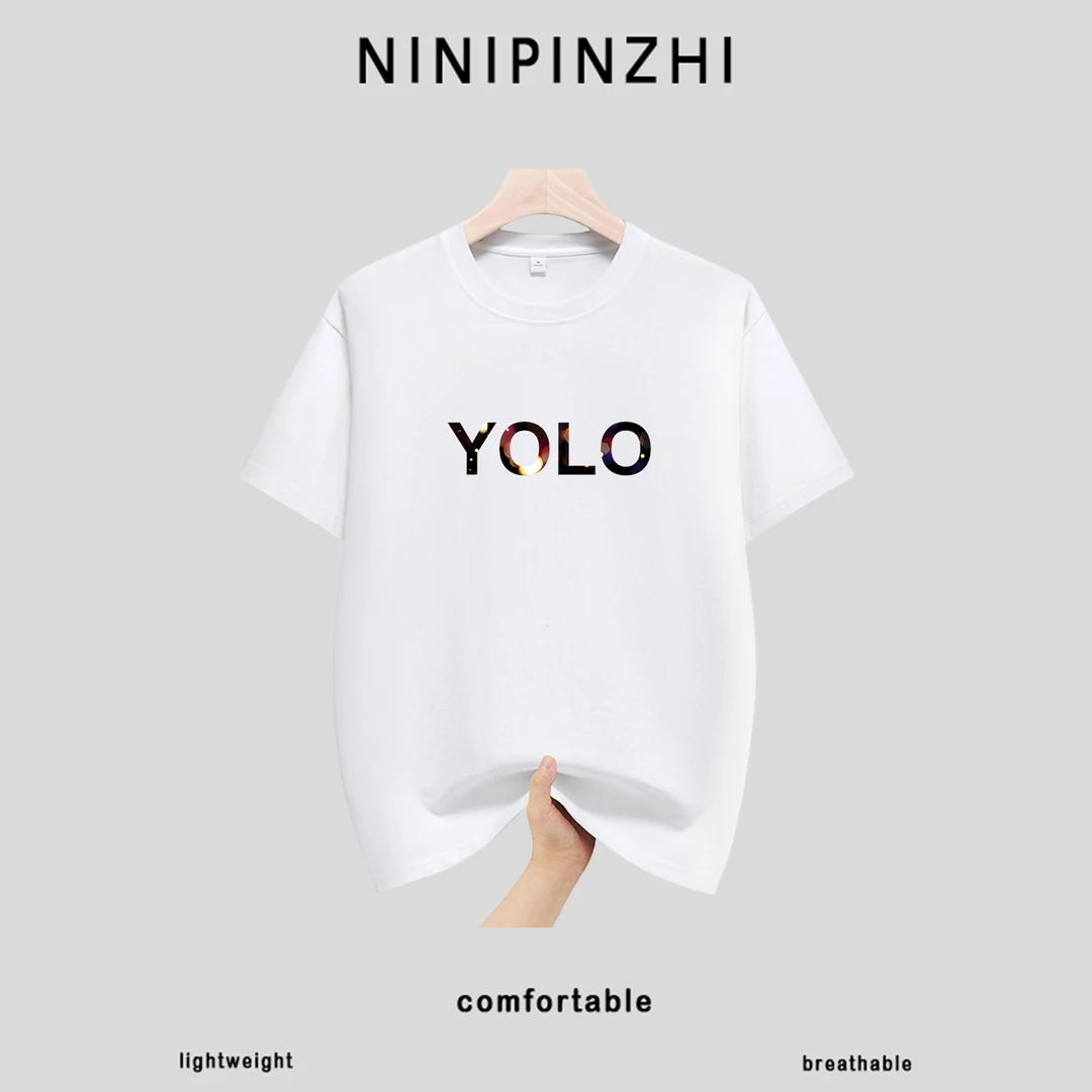 220克重磅100%纯棉短袖T恤男女潮流百搭打底衫圆领印花半袖9432