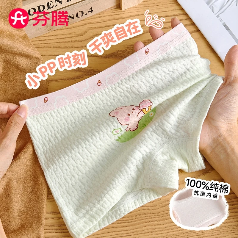 芬腾新款婴儿棉儿童内裤女童宝宝四角裤平角短裤小女孩100%棉底裆