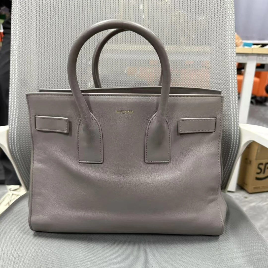 95新 YSL/圣罗兰 灰色中号风琴包